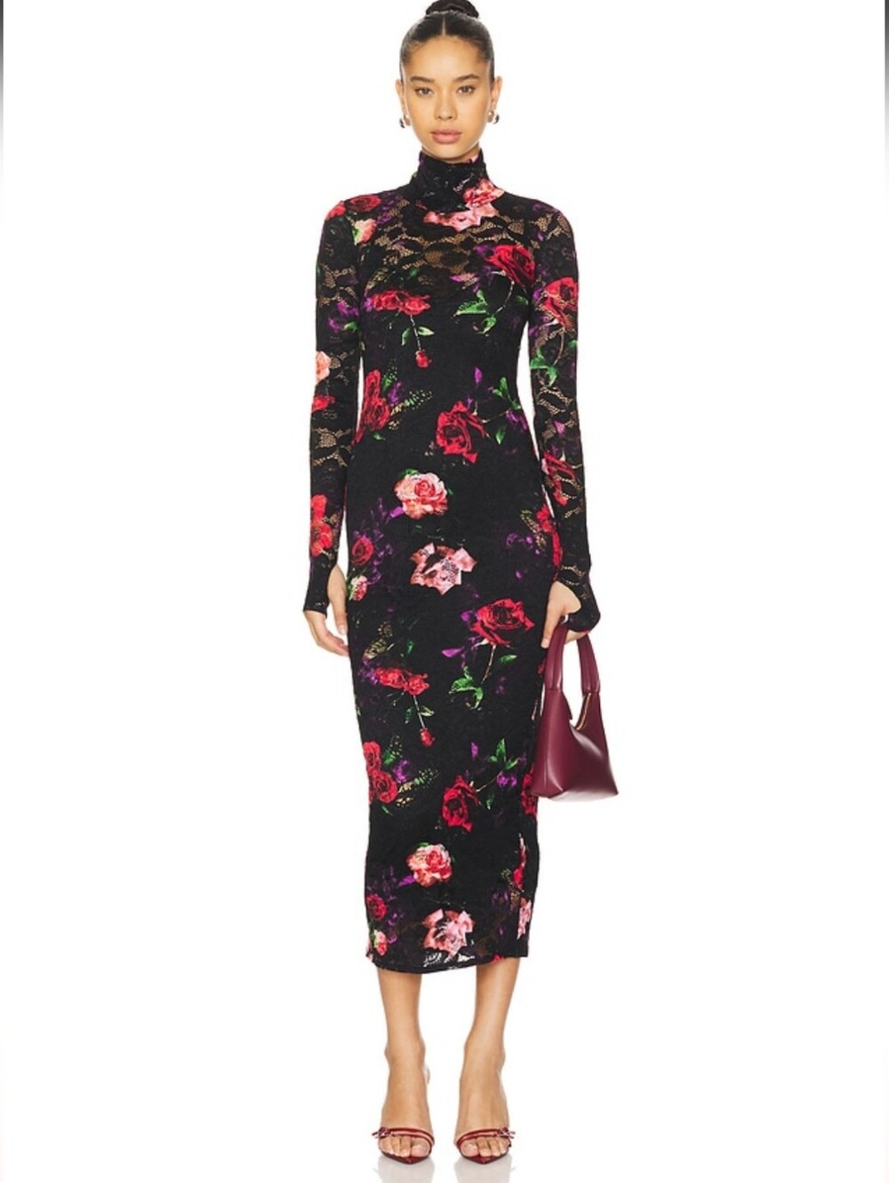 AFRM Shailene Lace Dress in Mixed Rose, Size S
